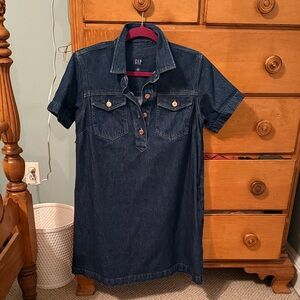 GAP Dark Blue Denim Shirt Dress. Petite Small